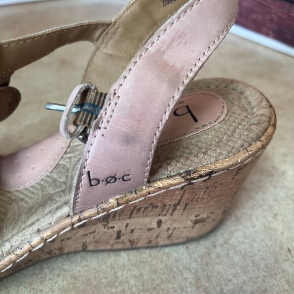 b.o.c. Born Concepts Pale Pink Leather Flower Platform Cork Wedge Espadrilles - Picture 13 of 13
